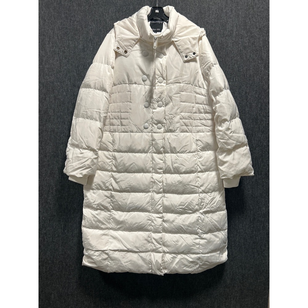Obosoyo Puffer Coat Women XXL White NEW Down Filled Longline Hooded Parka Jacket